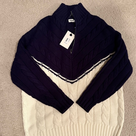 NWT Staud Hampton Sweater Navy/Ivory - Picture 3 of 3